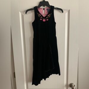 Vintage 90s/Y2K black velvet asymmetrical dress by limited too size 12